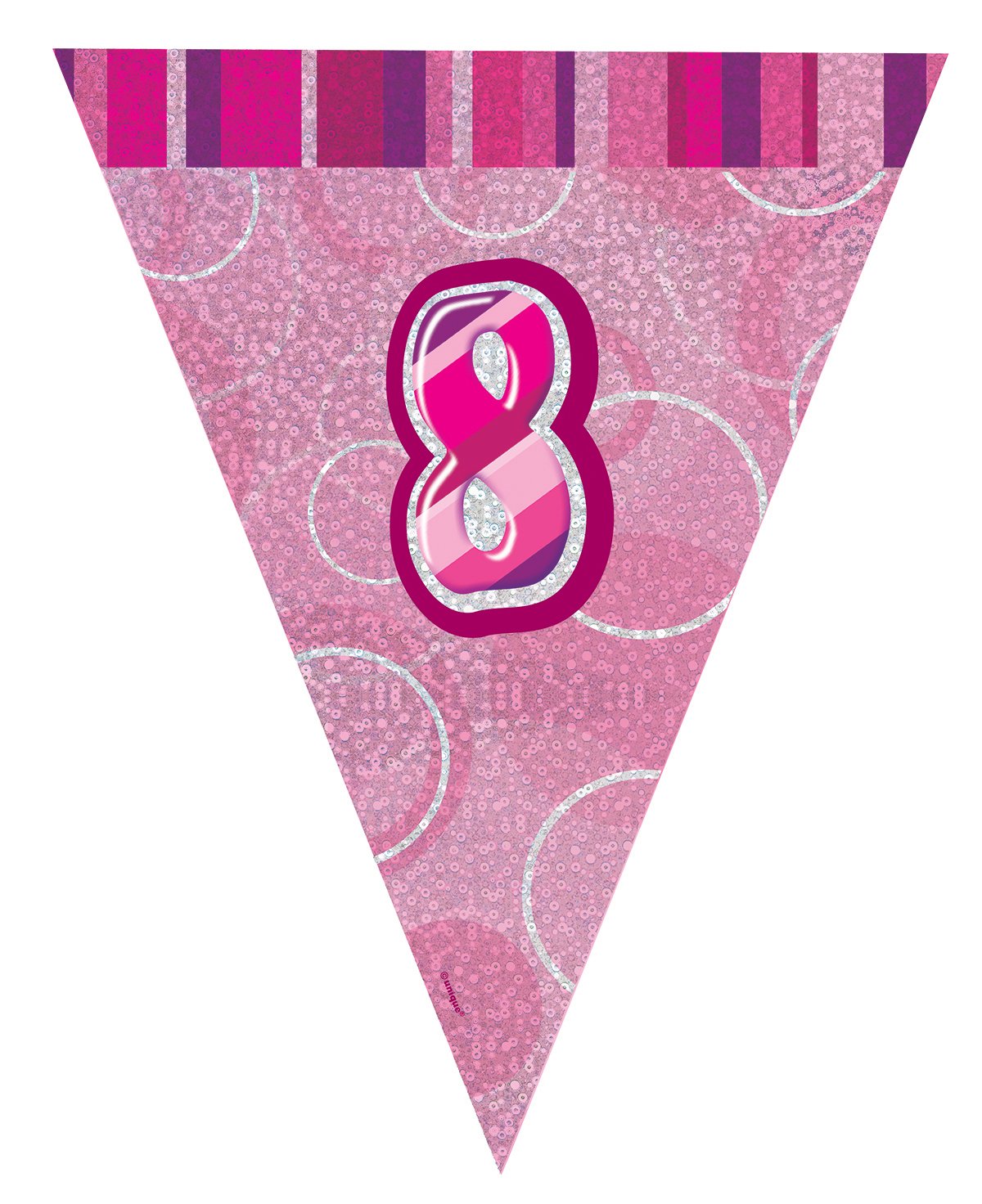Unique Party 92068 - 9ft Foil Glitz Pink Happy 80th Birthday Banner — view 64