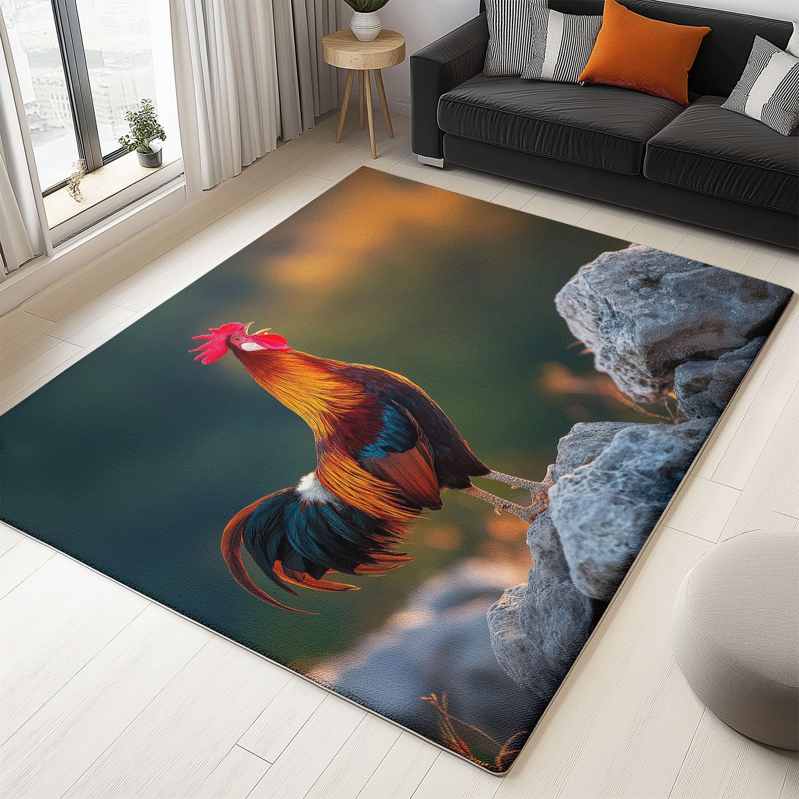 Tapis de salon poulet 180x240 cm antidérapant et doux pour salle à manger