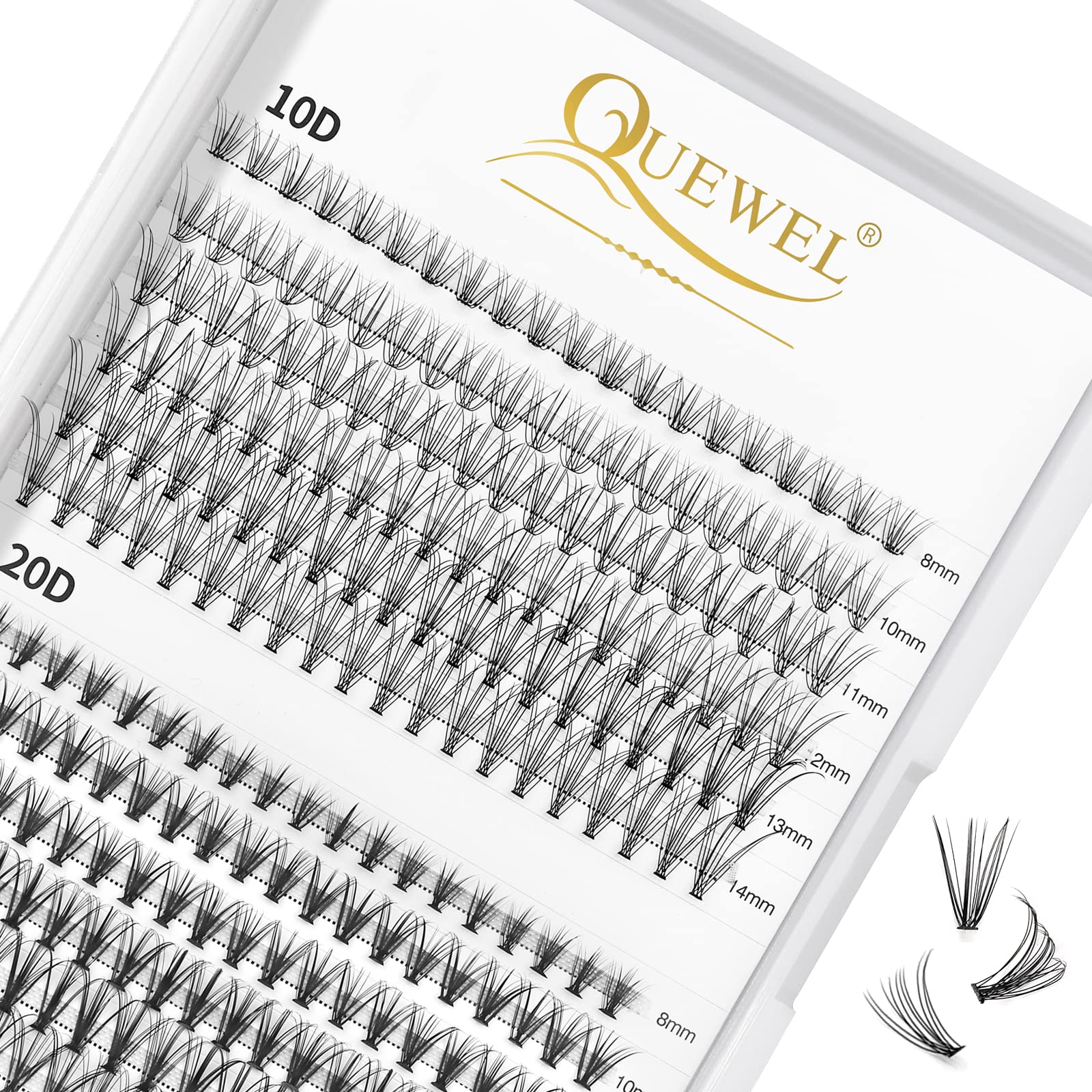 QUEWEL DIY Cluster Lashes - Individual Volume False Eyelashes, Soft & Light, Segmented, For Makeup Home Use (Honey01-D-MIX8-16mm) — view 8