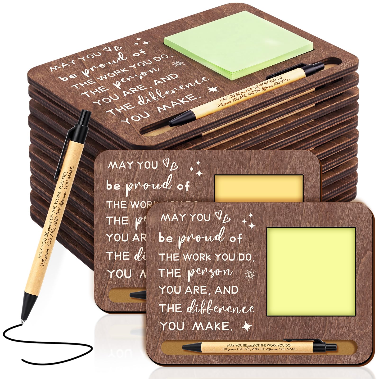Kosiz 10 Set Wooden Sticky Note Holder Kit, Proud, Brown