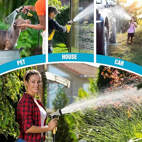 Miniatura 7 de Manguera de jardín no expandible de 75 pies, manguera de agua flexible para exteriores y jardín con boquillas de 10 funciones, portátil, sin