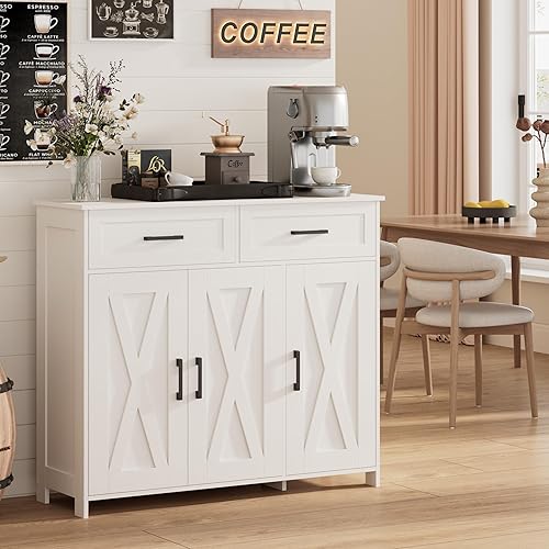 Homhedy Sideboard Buffet Cabinet, Coffee Bar Storage Cabinet with Drawers