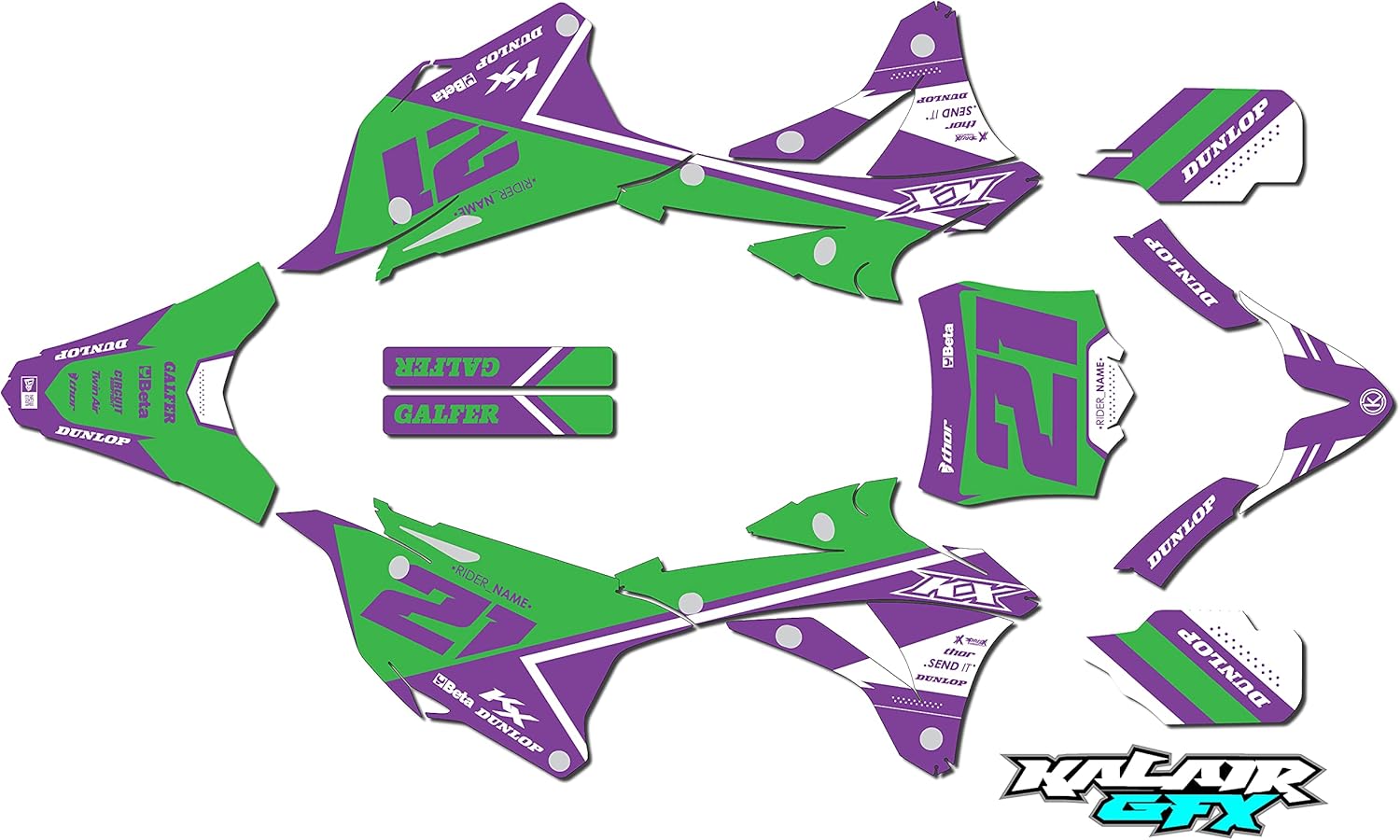 thumbnail image 2 of Graphics Kit For Kawasaki KX100 (2001-2013) Turbo Series 2 of 11