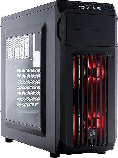Corsair Carbide Series CC-9011050-WW Mid-Tower Steel Gaming Case with Red LED (Black)