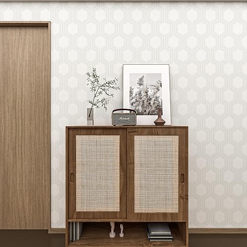 Miniatura 8 de Tomete Papel tapiz moderno para despegar y pegar, papel de pared geométrico bohemio, papel adhesivo gris claro y blanco para cajones de gabinetes,