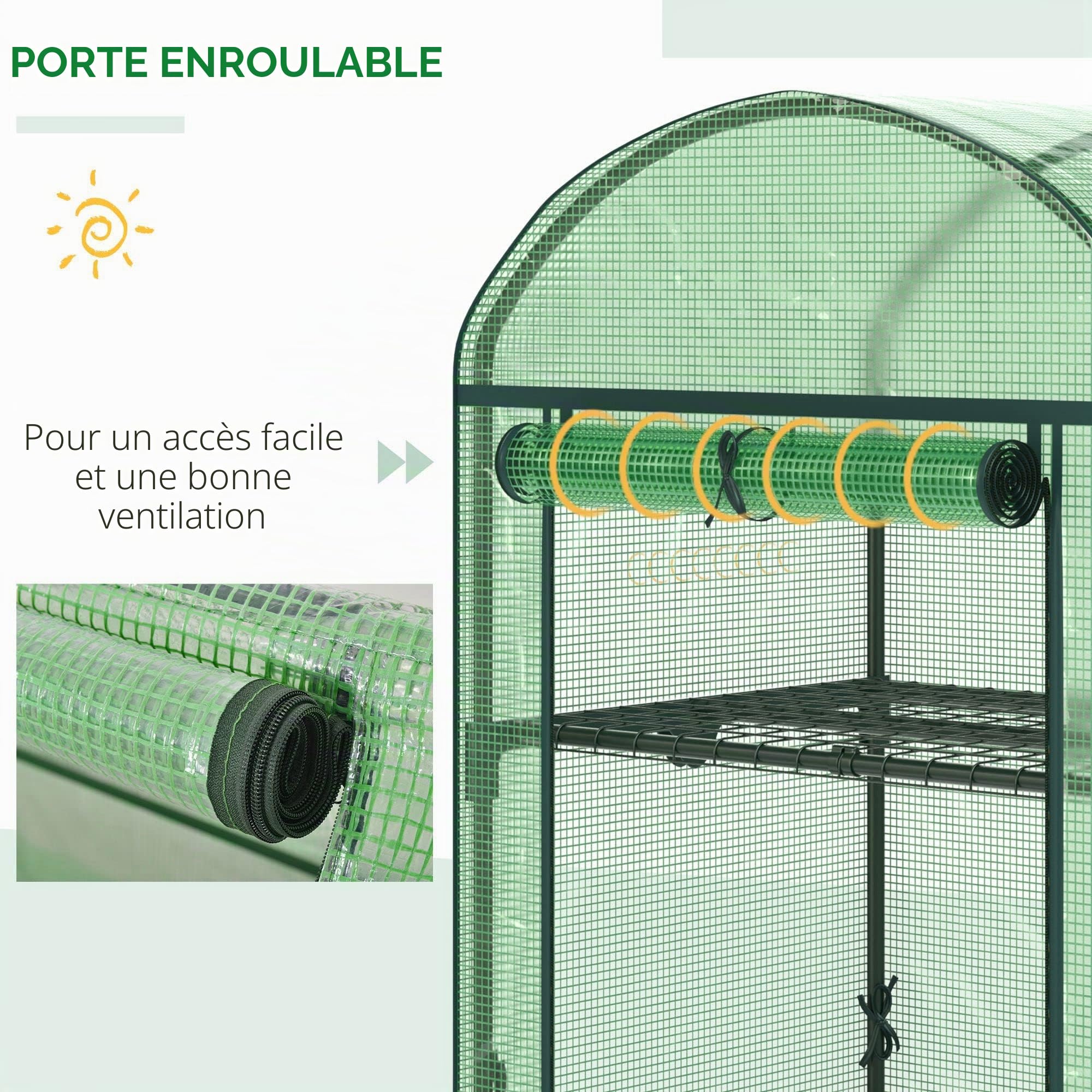 Outsunny Mini Serre Jardin 2 étagères métalliques 69x49x91cm Vert