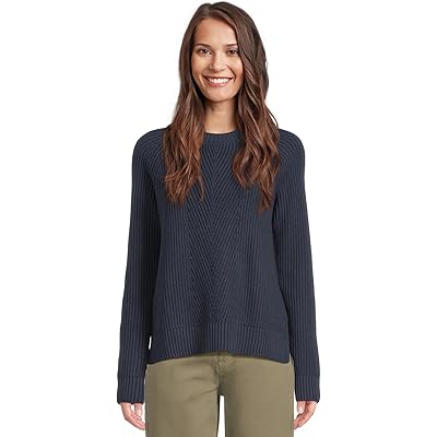 L.L.Bean Mariner Shaker Mixed-Stitch Sweater Crewneck classic navy