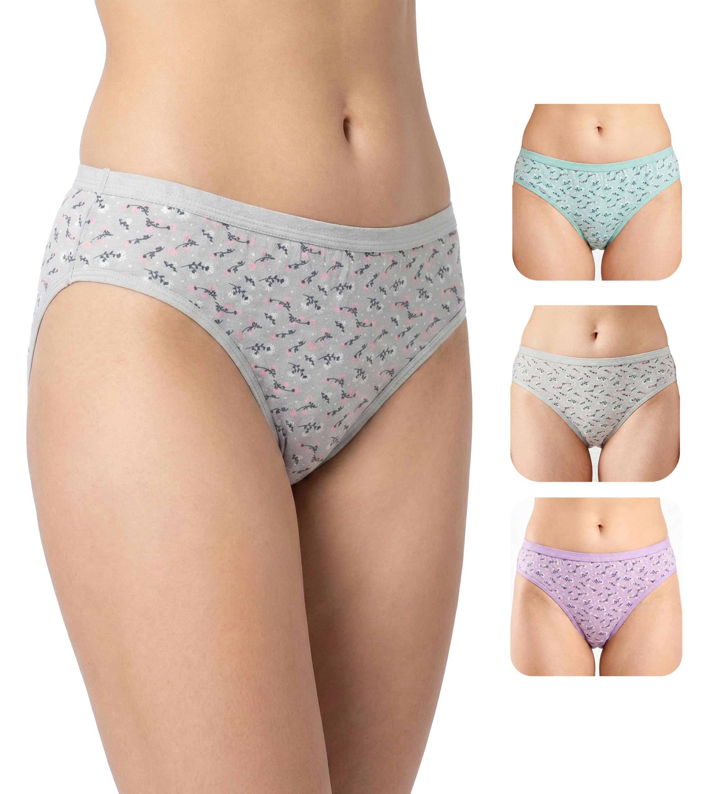 Women Hipster Panties Combo Pack of 3 Mid Rise Stretchable Cotton Floral Printed Comfortable Ladies Underwear-image-5