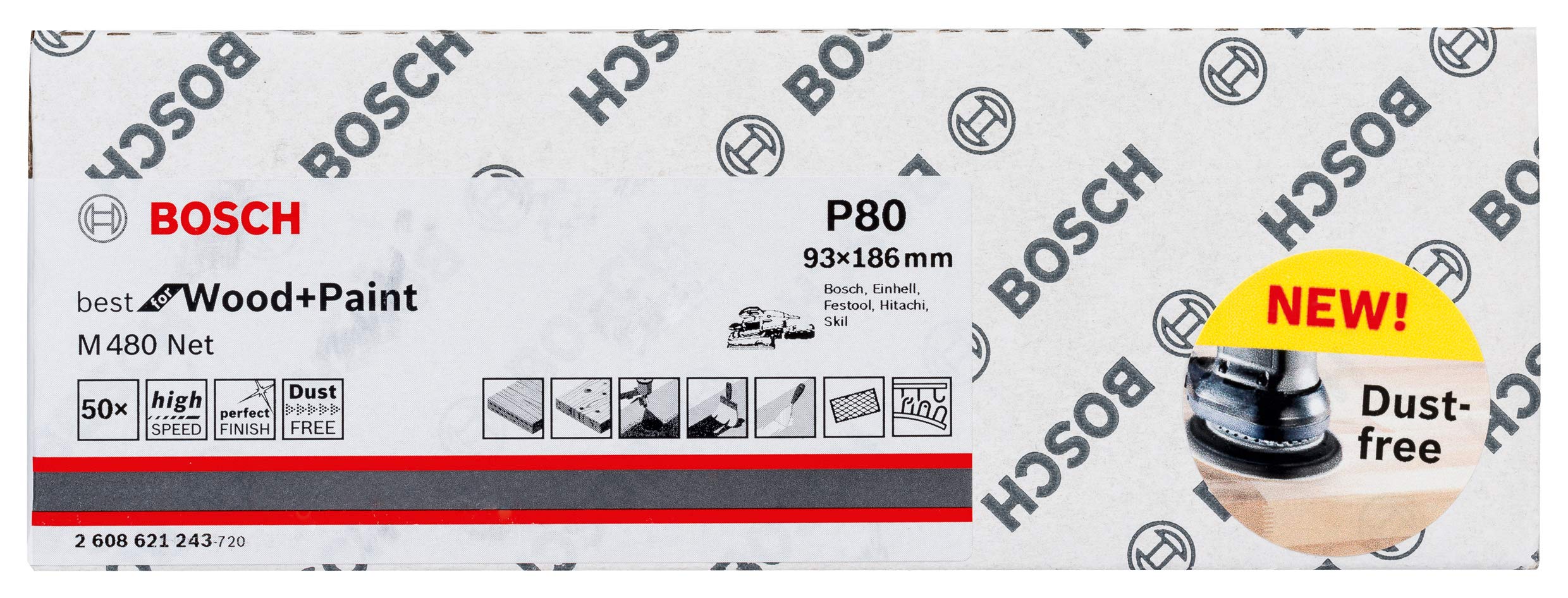 Bosch Profesional Papier ścierny 93 x 186 mm, 80