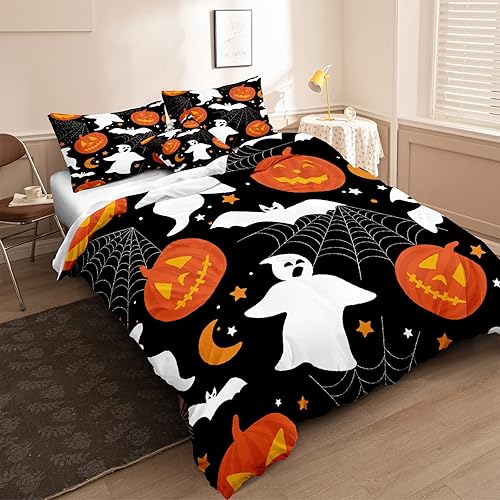 Miniatura 97 de Pumpkin Bedding Halloween Duvet Cover Set Funny Evil Pumpkin Pattern Design Black Halloween Bedding Set Queen 1 Duvet Cover 2 Pillowcases