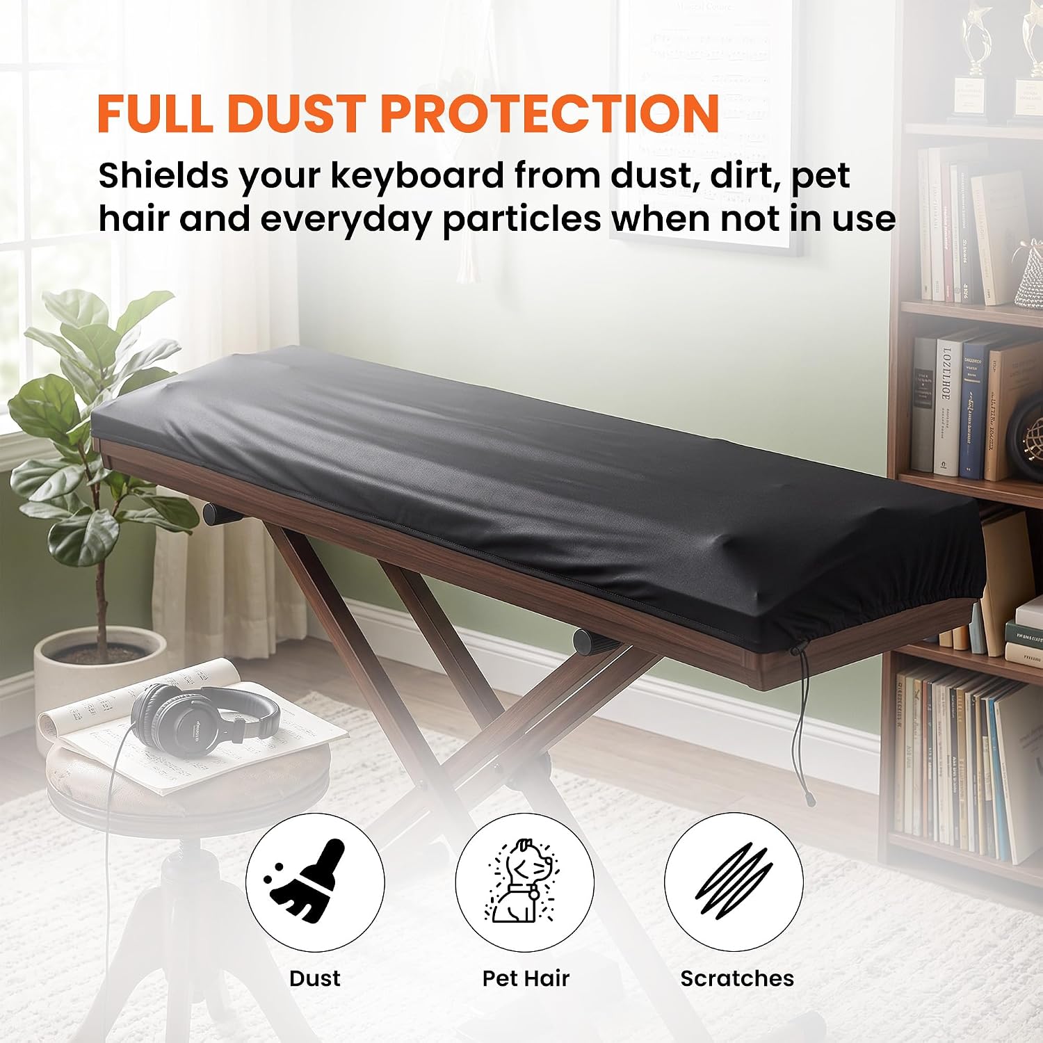 Gearlux Stretchy Dust Cover for 88-Key Electric/Digital Piano Stretchable Protective Keyboard Cover- 60 x 22 x 8 Inches