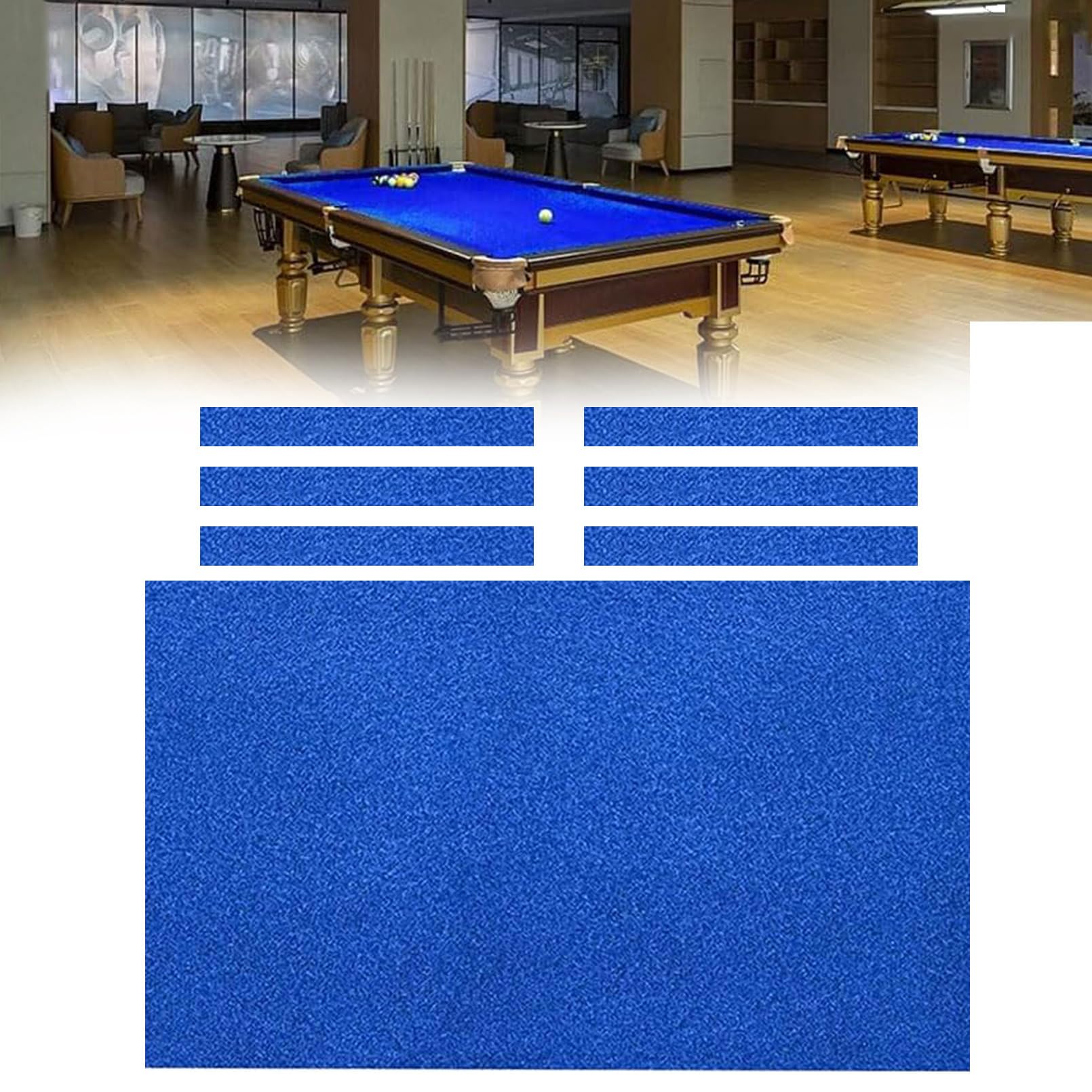 UYSELA Billardtuch, Billard Stoff Billardtisch Filz Billardtuch für 7ft 8ft und 9ft Pooltische Billardtischfilz Mattenstreifen,Bar,Hotel,Professionelle Billardtischdecke,Blau,9ft/2.75m