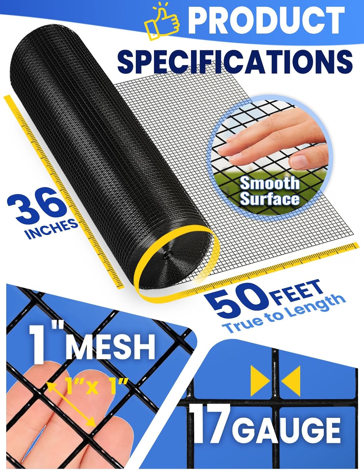 Black Hardware Gauge Vinyl Coated Welded Wire Mesh Roll PVC Hardware Cloth Chicken Wire Fencing for Garden Fence and Home Improvement Project