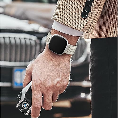 Miniatura 8 de Maledan Compatible con Fitbit SenseSense 2Versa 3Fitbit Versa 4 bandas para mujeres y hombres, correa magnética de malla de acero inoxidable de