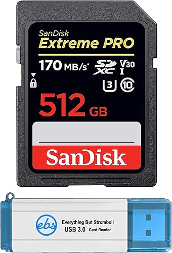 SanDisk Extreme Pro - Tarjeta SD para cámaras Canon EOS R, M50, M100 (SDSDXXY-512G-GN4IN) 4K UHD Video Class 10, 512 GB, lector de tarjetas de