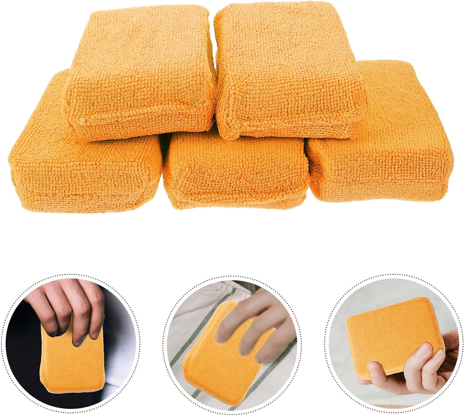 5pcs Microfiber Car Waxing Pads for Car Polishing and Glass Cleaning Orange Polishing Buffing Pads and Detailing