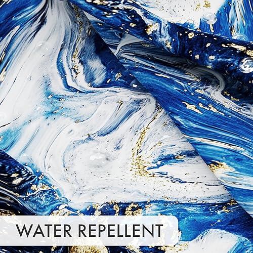 Miniatura 5 de AmazerBath - Juego de cortina de tela para ducha con 12 ganchos, cortina con diseño de mármol azul, cortina lavable para ducha y baño, 72x72 pulgadas