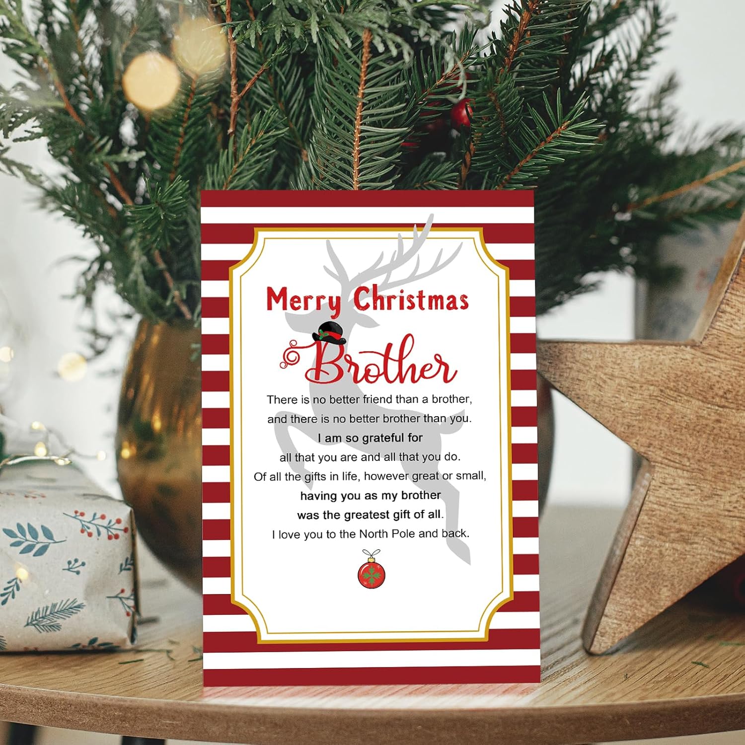 Chenive Brother Christmas Card, Merry Christmas Card for Brothers, Xmas Holiday Cards Gifts for Brothers Friends, Having You As My Brother Was The Greatest Gift Of All - Image 6