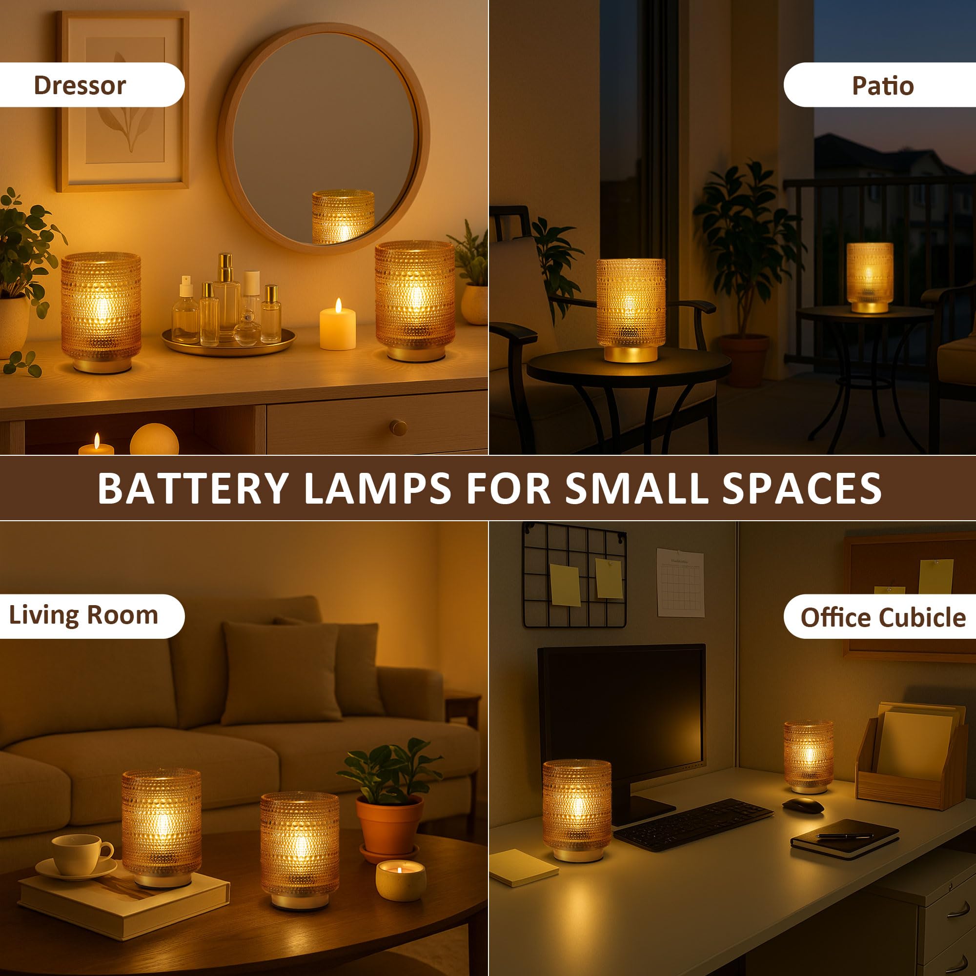 ULAROOM Batteriebetriebene Lampe mit Timer, schnurlose Tischlampen, Blasen-Design für Heimdekoration, tragbare kleine Lampe für Zimmer, dekorativ, Wohnzimmer, Schlafzimmer, 2 Stück