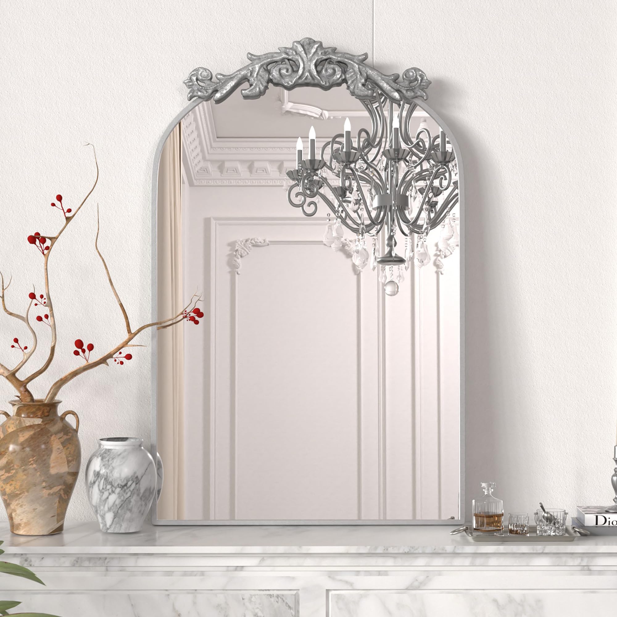 Amazon.com: PAIHOME Arched Mirror, 19x30 Inch Antique Silver Wall