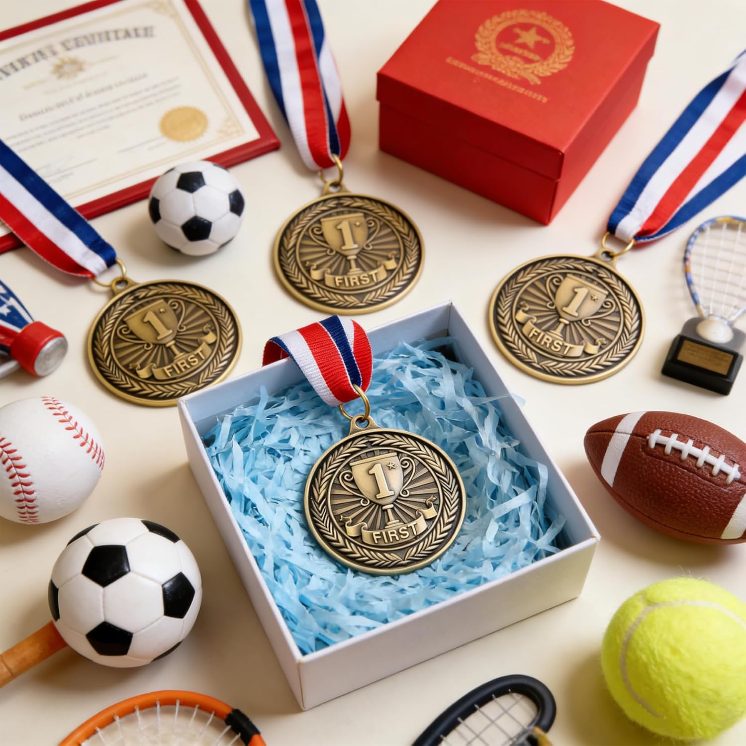 Gold Medals for Awards Winner Bulk with Neck Ribbons, 18/30PCS 1st Place Award Medal, for Award for Sports, Competitions, Party, Spelling Bees, Olympic Style