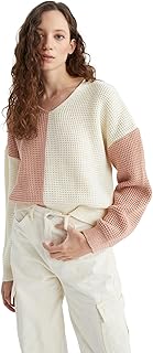 DeFacto womens Two Color Blocks Sweater