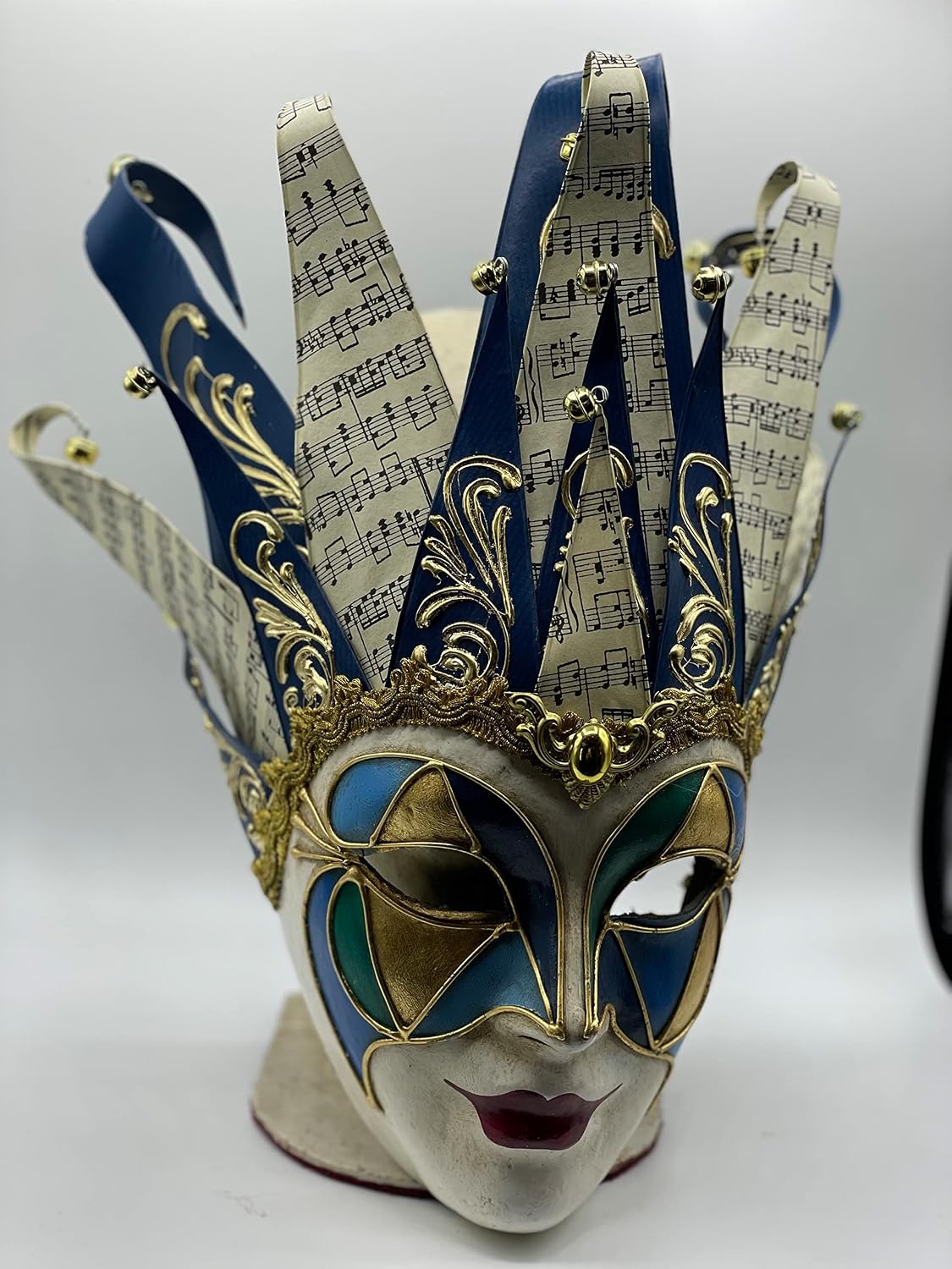 Handmade female blue joker mask - like boris brejcha mask
