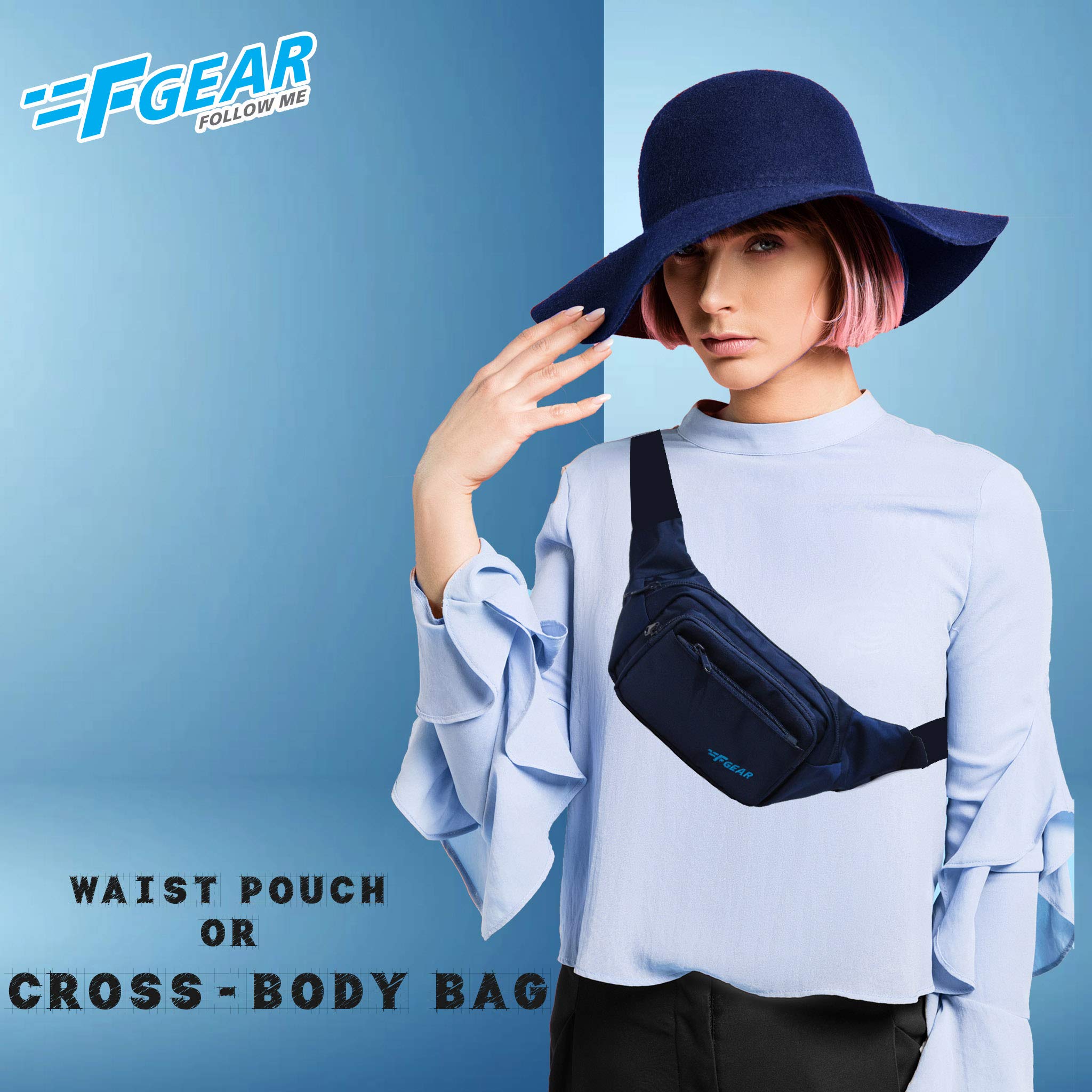 F Gear Miles Guc Navy Blue Waist Pouch | Compact Travel Fanny Pack | 1 Compartment & 2 Pockets |Water-Resistant, Lightweight & Durable Waist Bag | Travel, Trekking, Cycling & Everyday Essentials 4