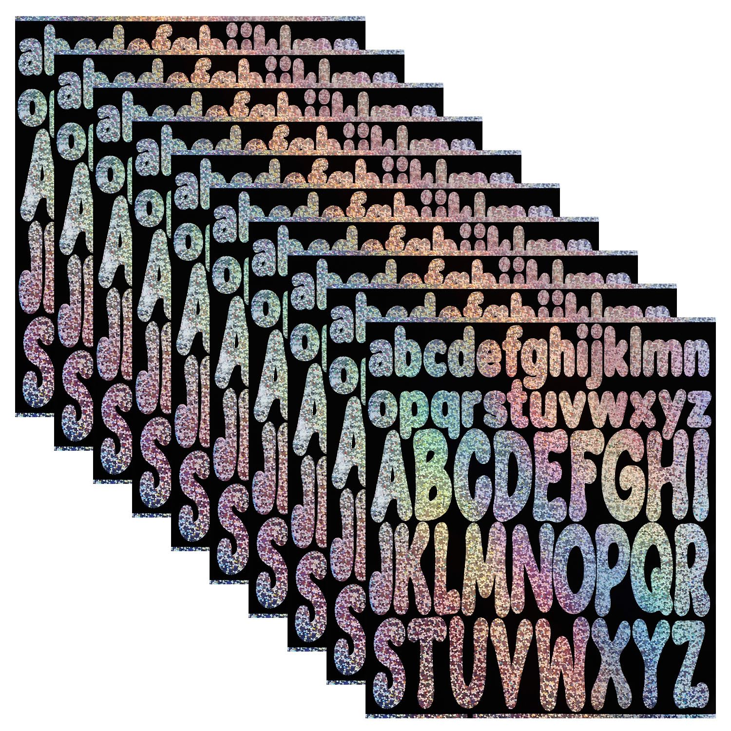 21 Fogli Lettere Adesive Glitterate - Alfanumerici Colorati Per Scrapbooking E Fai Da Te - Foto 10