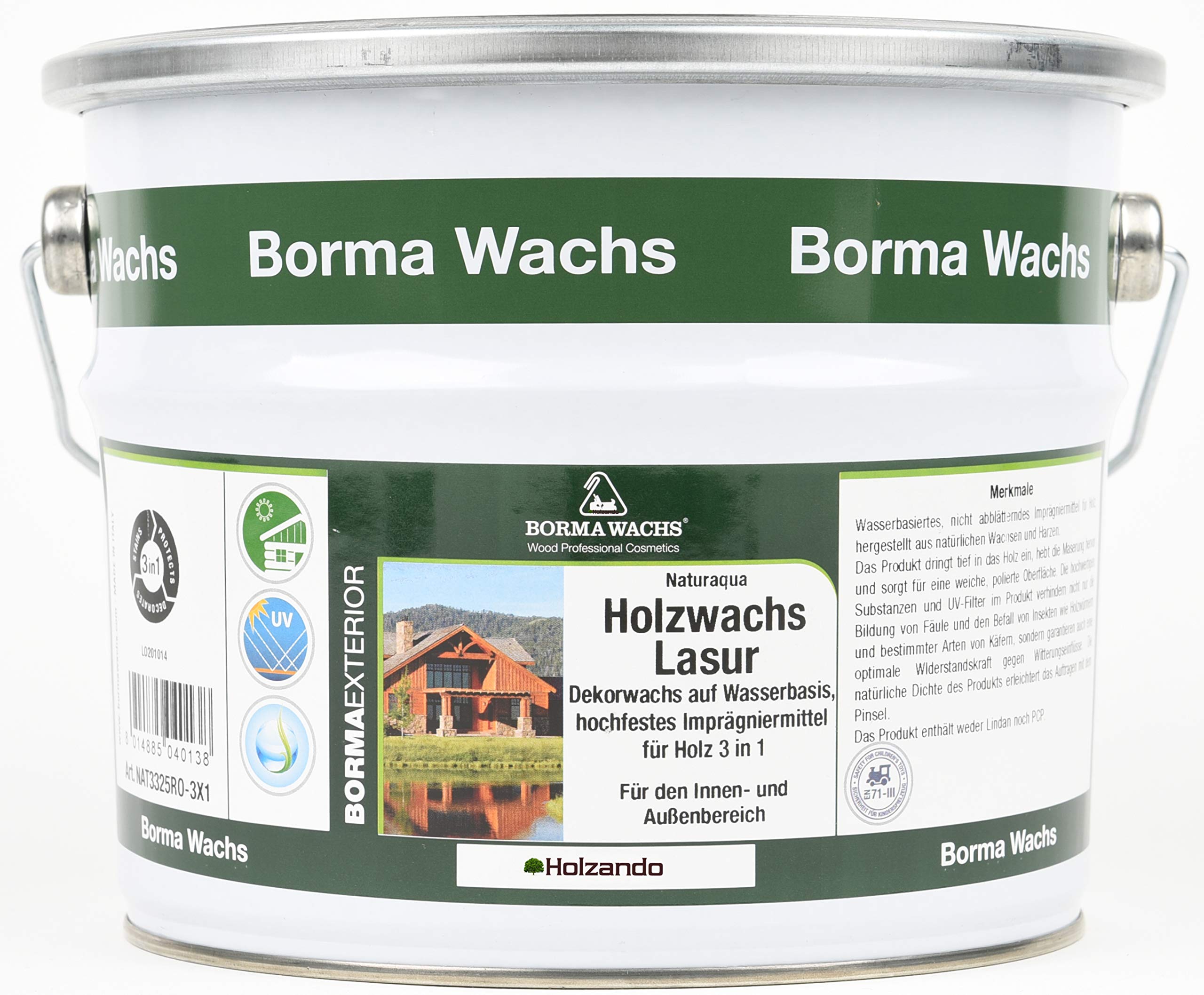 Natura Holzwachs Lasur 2,5 Liter KIEFERGRUEN 136