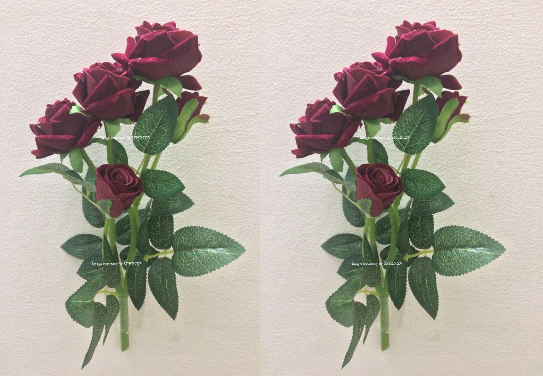 SPHINX® Artificial Roses Bunch for floral arrangements/decoration/Gifting - (2, Maroon)
