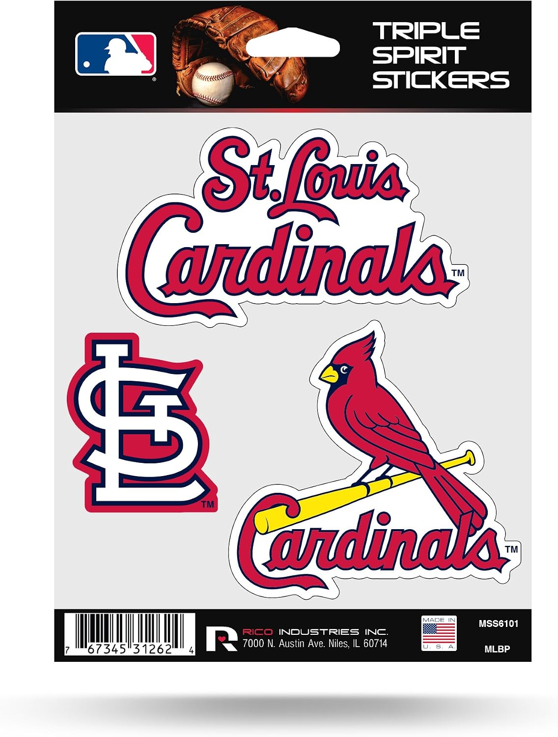 Rico MLB Cardinals - Sl Triple Spirit Stickers, Multi, One Size (MSS6101)