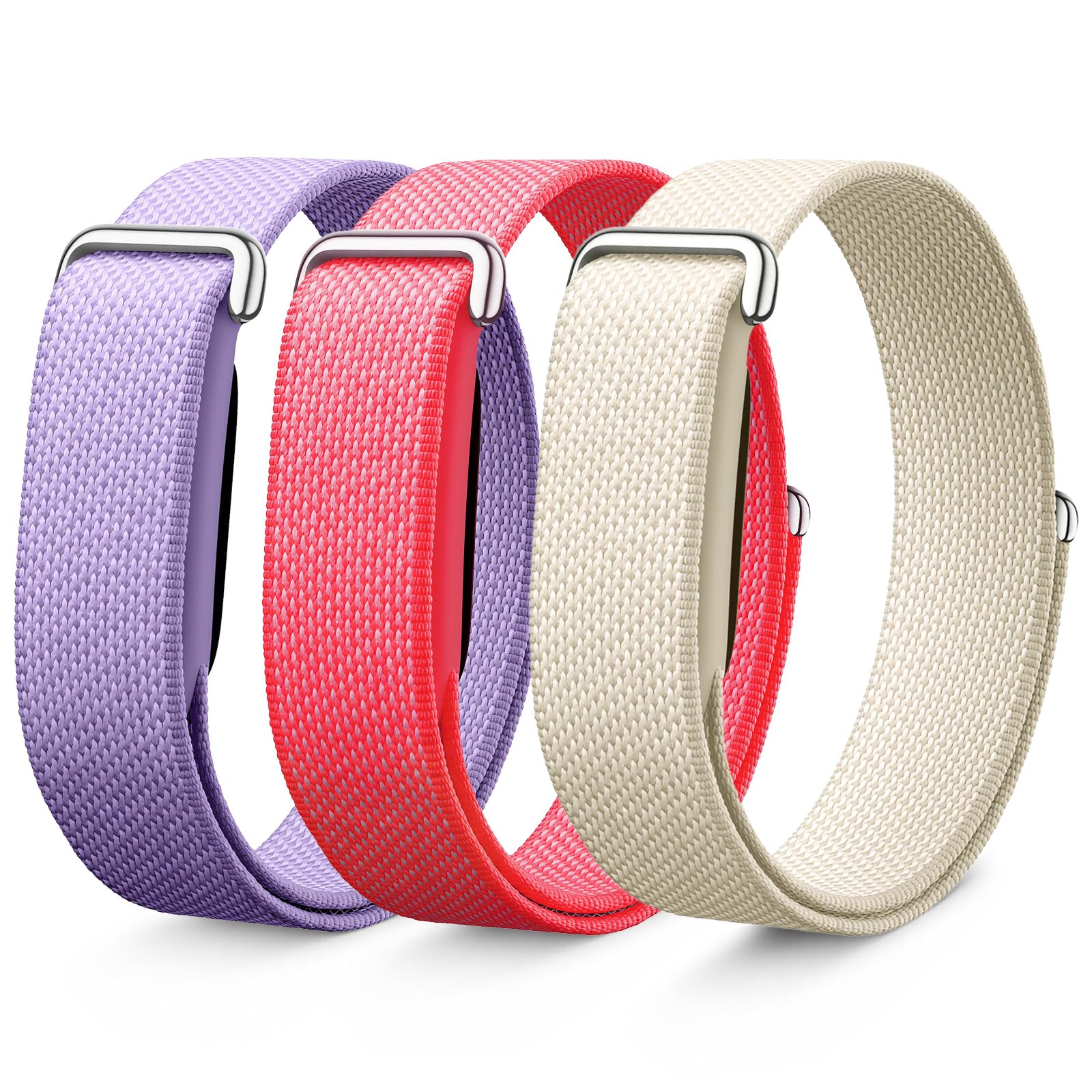 Lot de 3 bracelets en nylon compatibles avec Google Fitbit Air Performance Loop Band | Bracelets de sport pour Fitbit Air sans écran - Fermeture - Doux et respirant - Tissé - Pour homme et femme