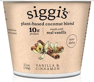 Siggi's Vanilla Cinnamon Plant-Based Coconut Yogurt Blend - 10g Protein, 40% Less Sugar, Dairy-Free 5.3oz Cup