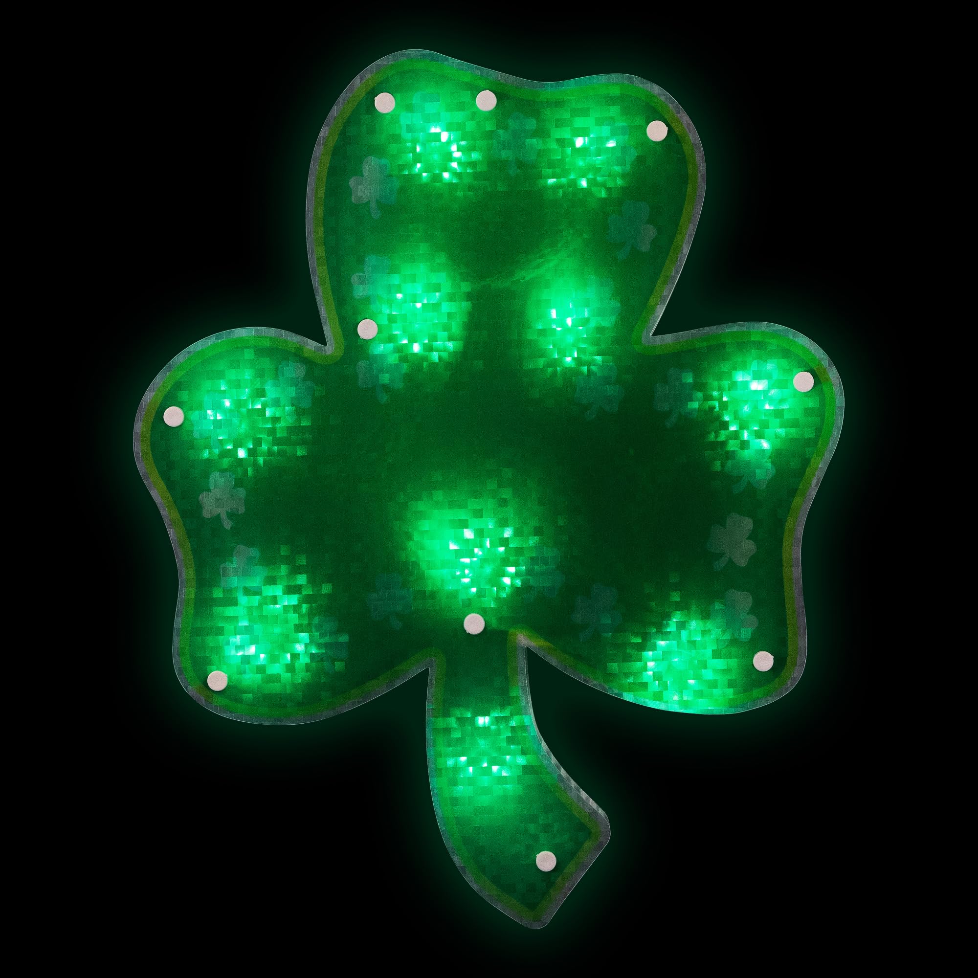 Lighted Green Shamrock St. Patrick's Day Window Silhouette - 14