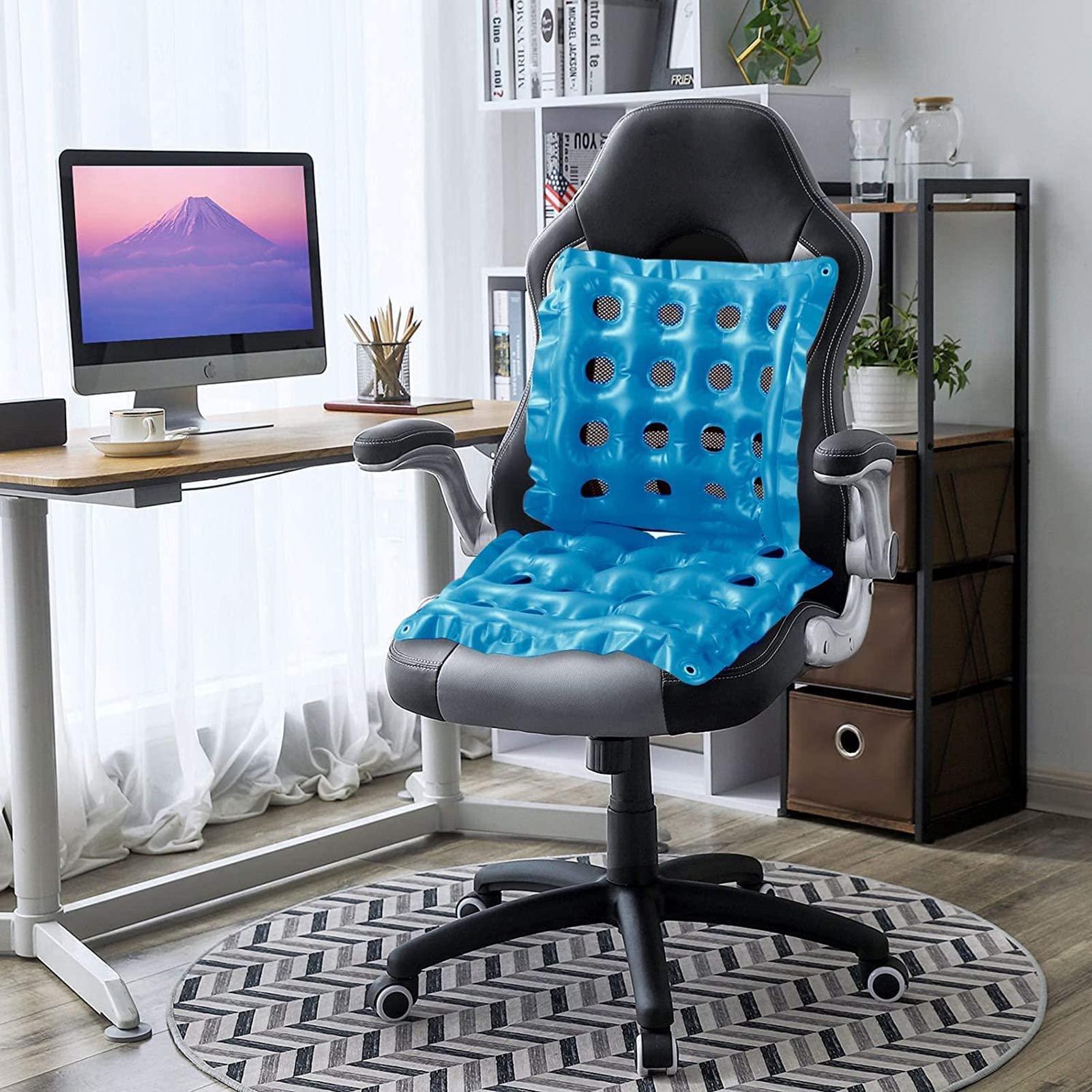 Cojín de Asiento Inflable de PVC, cojín de Asiento Transpirable Cuadrado para el hogar con Agujeros, cojín de Asiento Inflable antiescaras para Silla de Ruedas