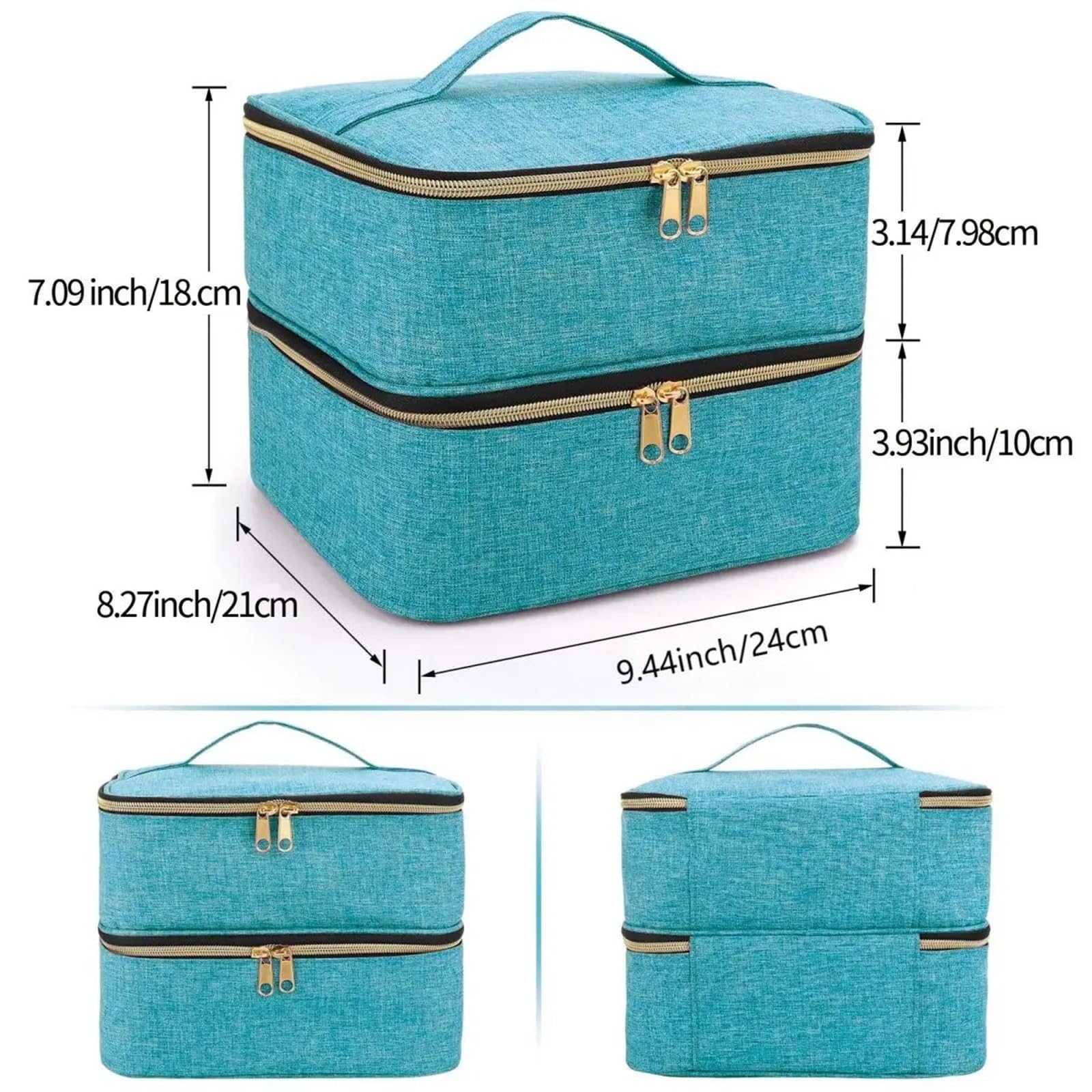 Organizador de esmalte uñas, bolsa mano organizadora cosméticos doble capa for niñas y mujeres, arte, aceite esencial, juego para Almacenar Herramientas(Black)