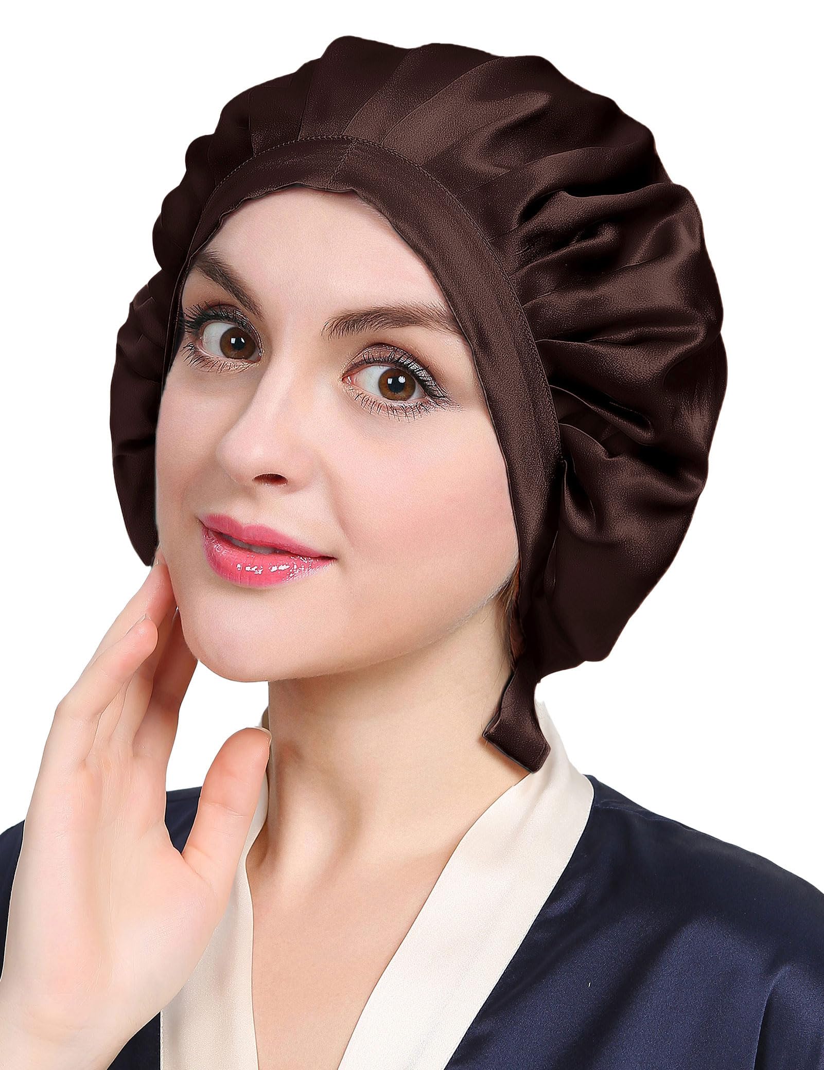 LilySilk 100% Mulberry Silk Adjustable Sleep Bonnet, Medium