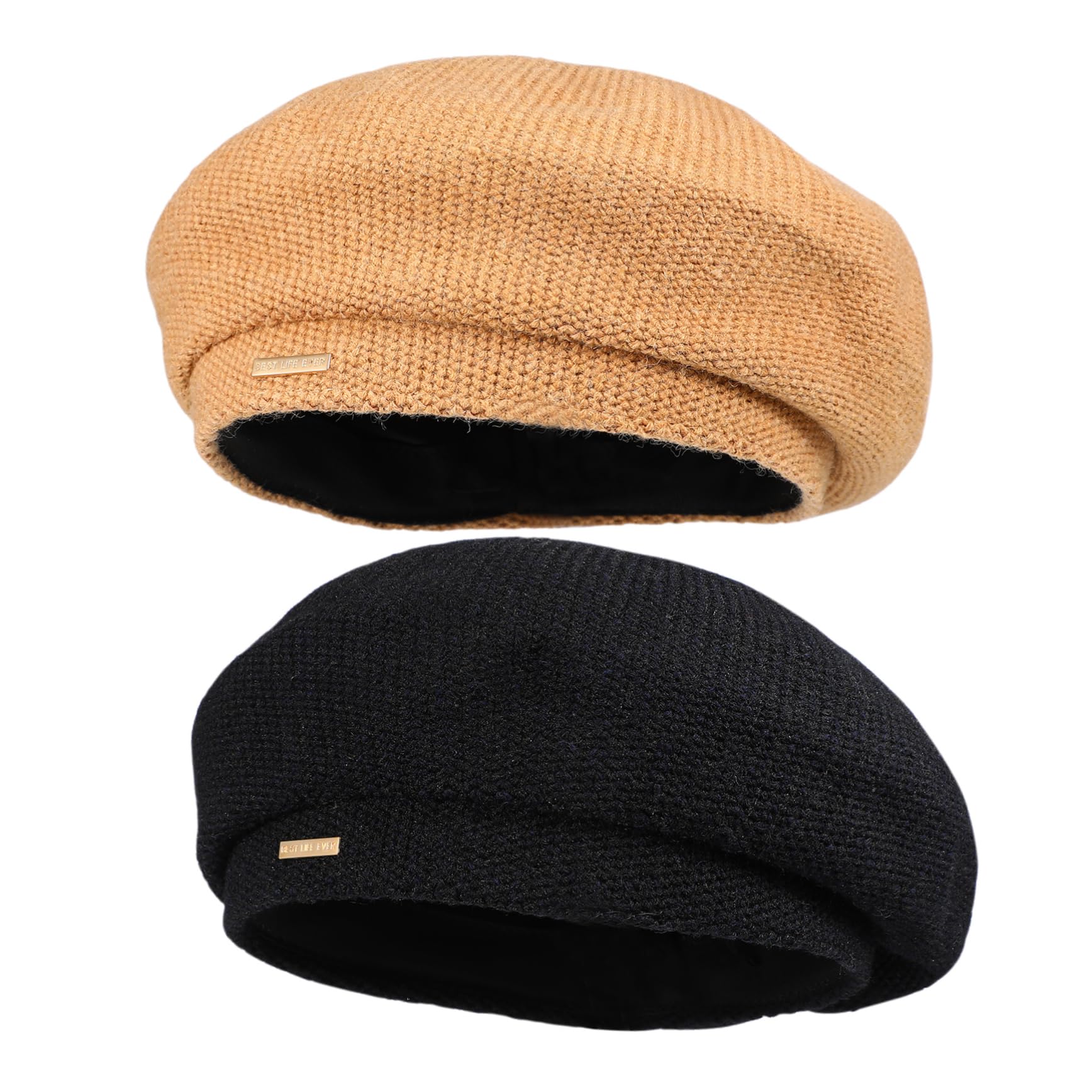 minkissy Women Knit Beret Hat Cashmere Beret Breathable French Style Hats for Women