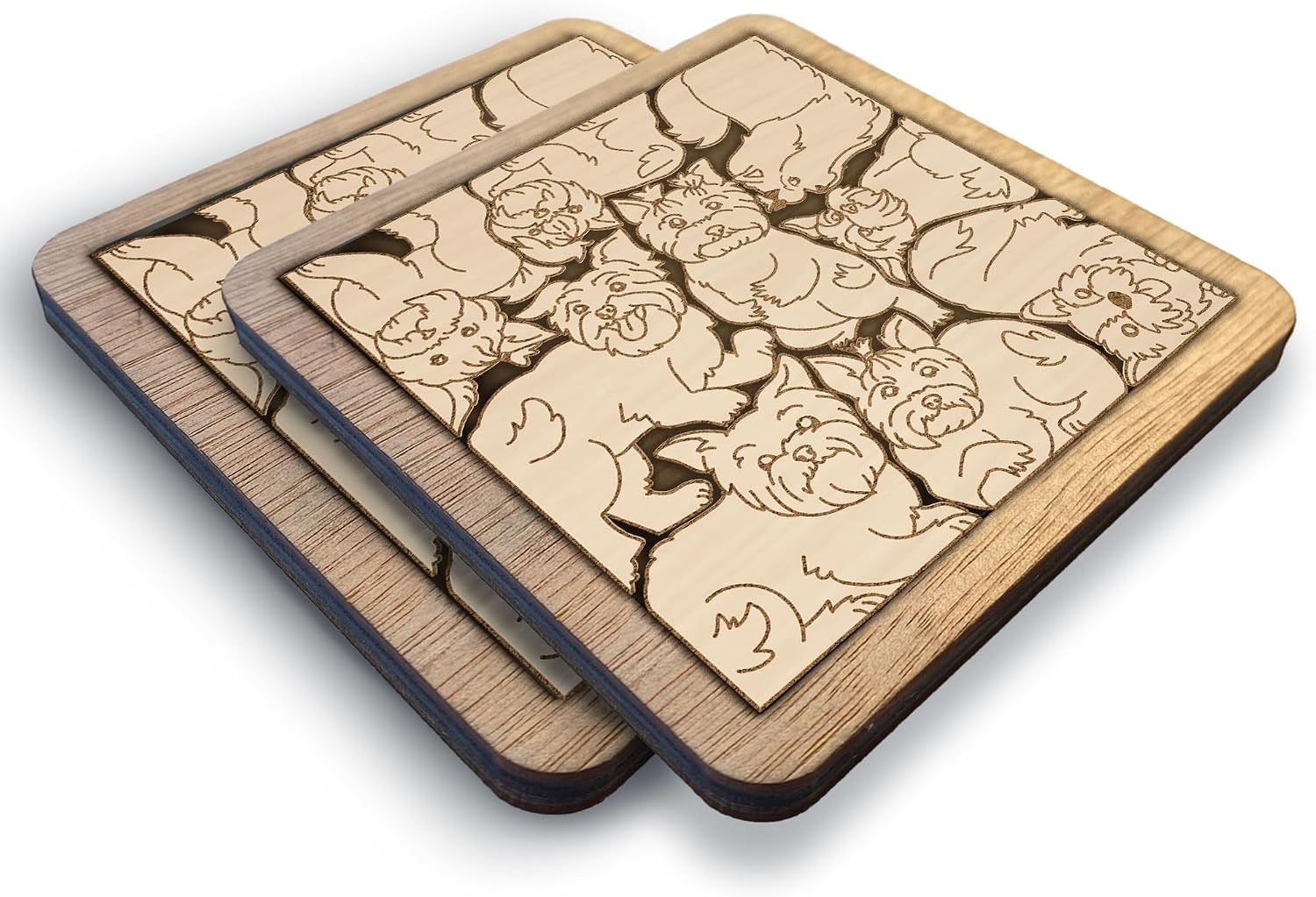 Yorkshire Terrier Coaster Set — Yorkie Puzzle Wooden Coasters, Laser-Cut Interlocking Jigsaw Drink Mats, Yorkie Mom Dad Gift, Yorkshire Terrier Lover Home Decor, Gift for Yorkie Owners