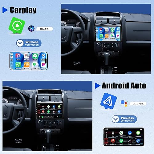 Miniatura 4 de CAMECHO 2+64G Android 13 Car Radio for Ford EscapeFord KugaMazda Tribute 2007-2012, Carplay and Android Auto 9 inch 2.5D Touch Screen Stereo GPS