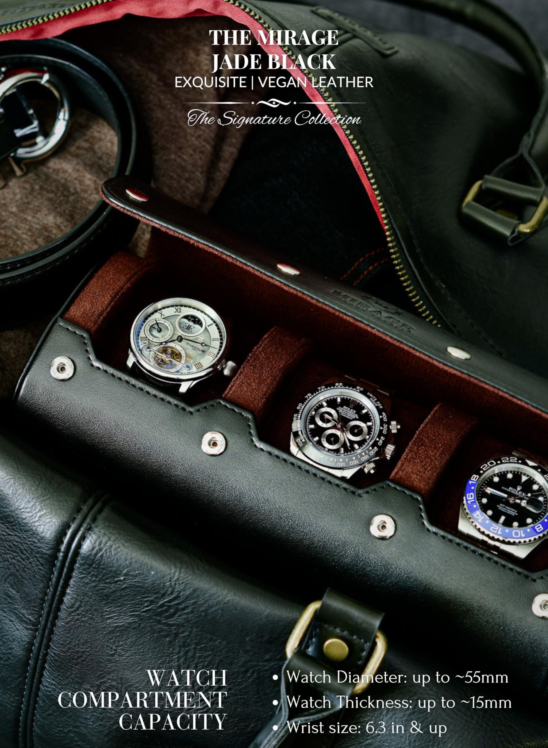 Watch Roll Case for Men - Watch Travel Case - organizer do przechowywania i wyświetlacz - Mirage Watch Roll Case