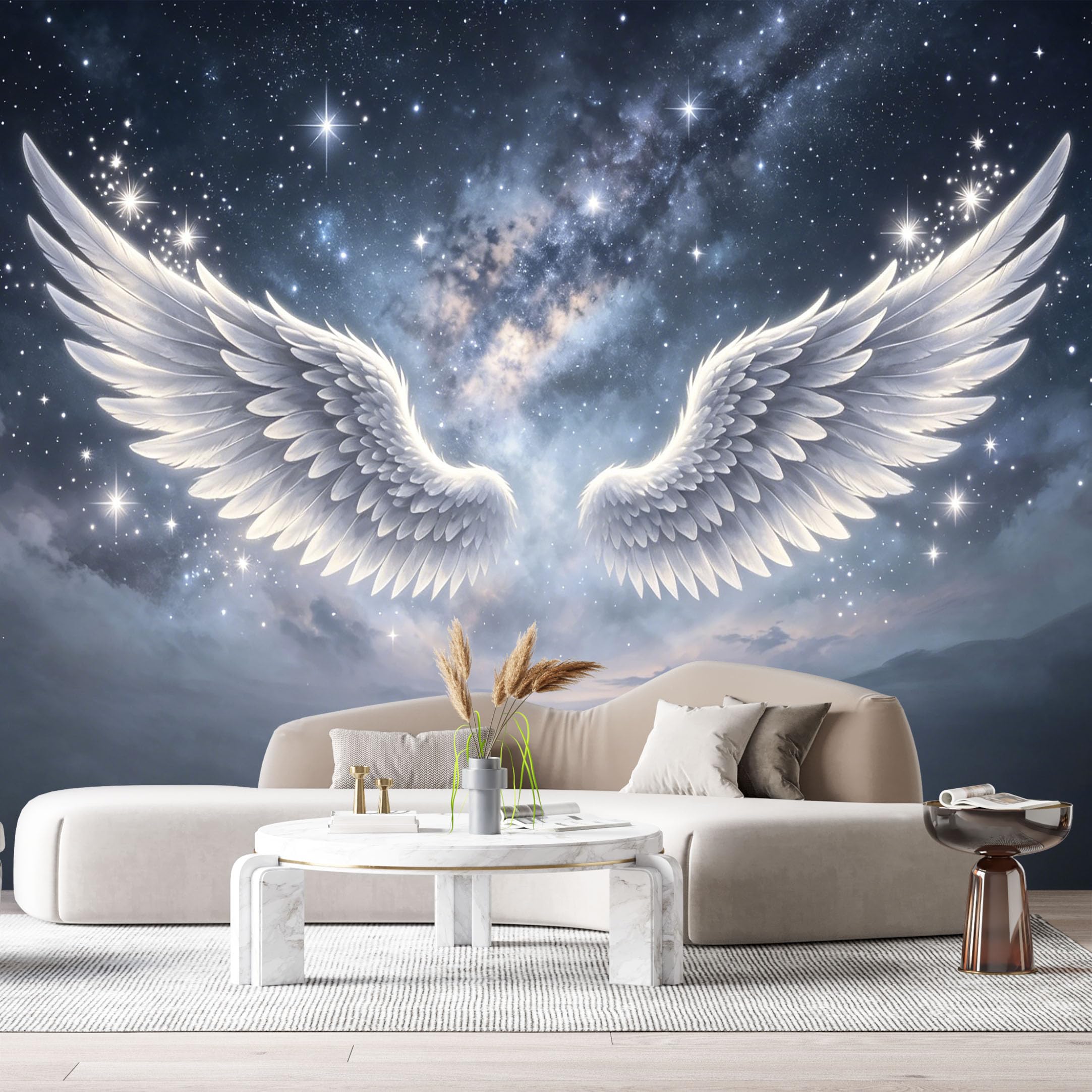 Custom Size Wall Murals Night Sky Galaxy Wings Modern Contemporary SelfAdhesiveWall Fabric Removable Wallpaper Wall Decor for Living Room Bedroom Bathroom