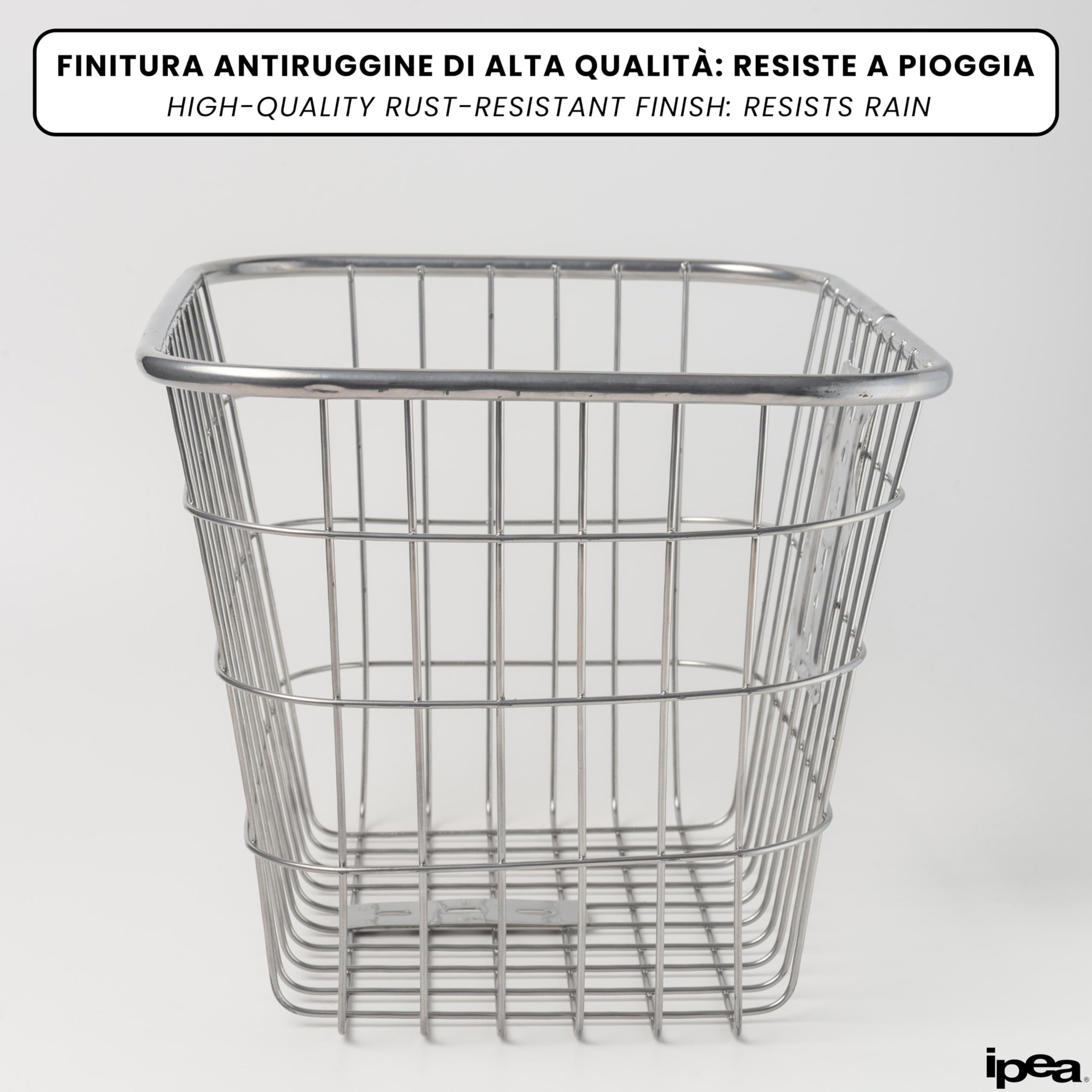 Cestino Bicicletta Anteriore in Metallo 35x27x24 cm Antiruggine IPEA