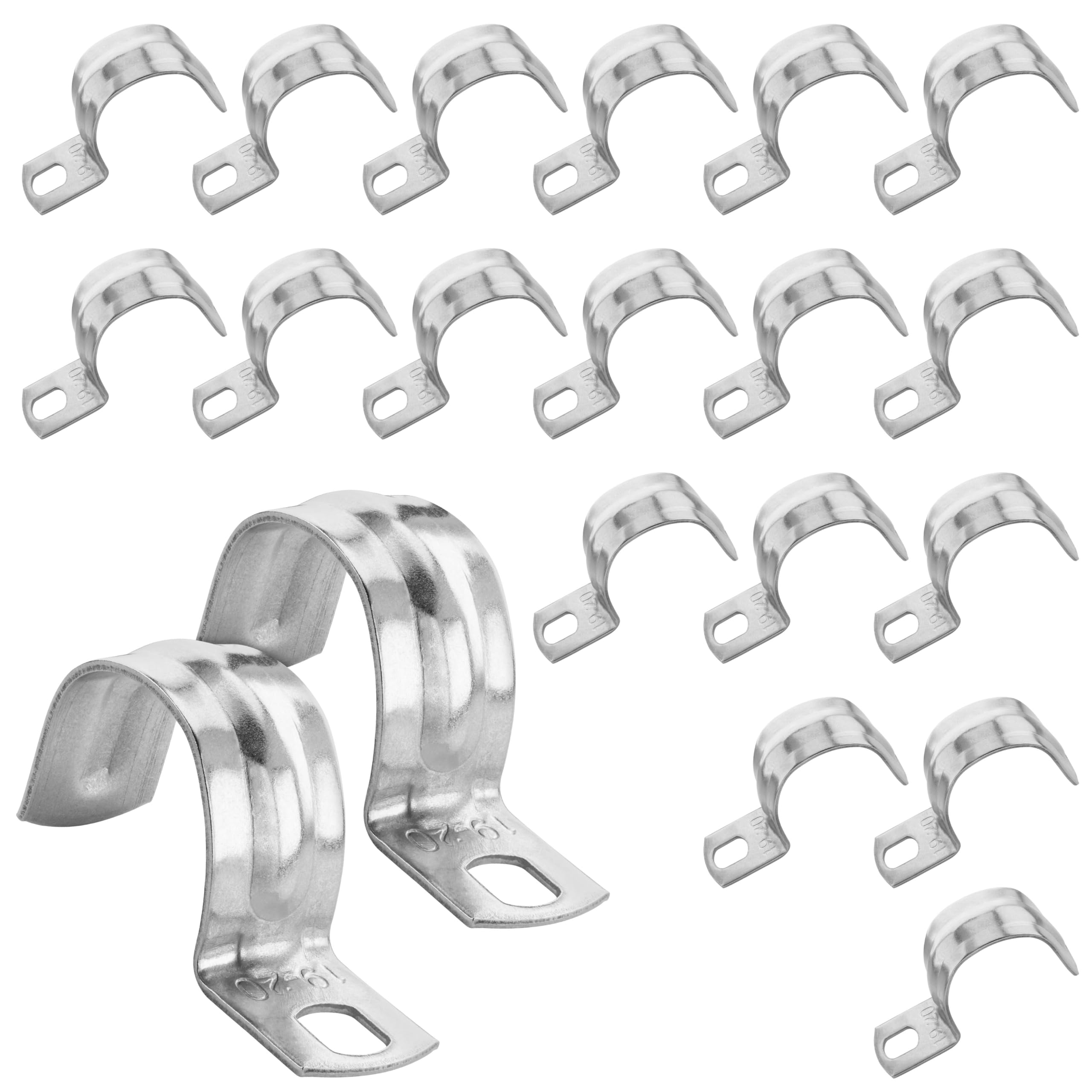 Poppstar 20 Piece Stainless Steel Mounting Clamps, Bandwidth 12mm, for Pipe Diameter 20mm