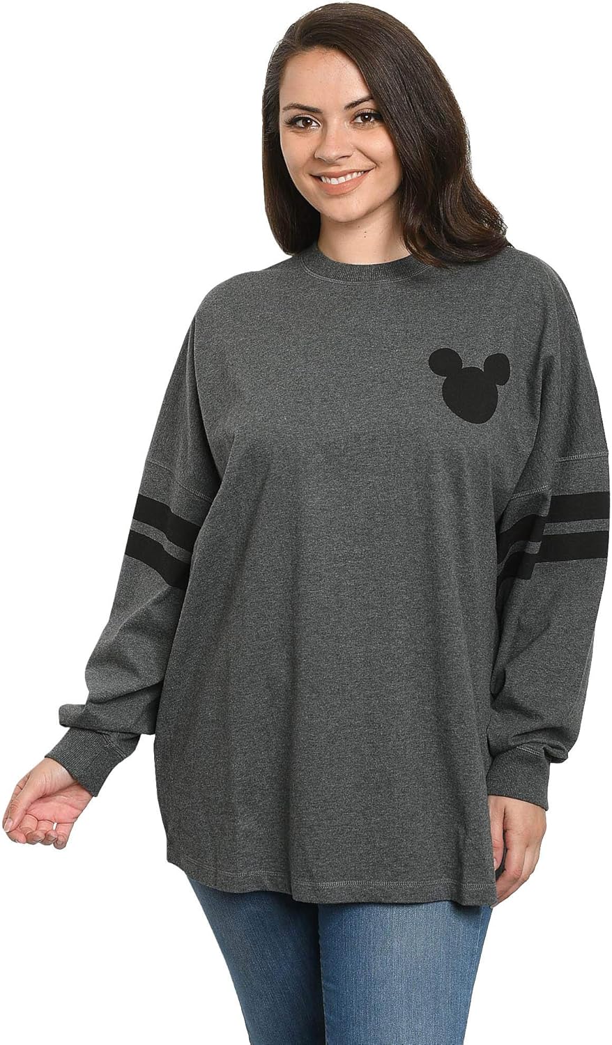 Disney Mickey Mouse Womens Long Sleeve Jersey Oversized Crewneck Shirt - Image 5