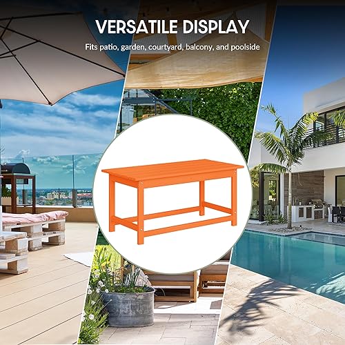 Vista 15 de WestinTrends Malibu - Mesa de centro para exteriores, 35 x 17.5 pulgadas, para todo tipo de clima, de madera de polietileno, para patio, jardín