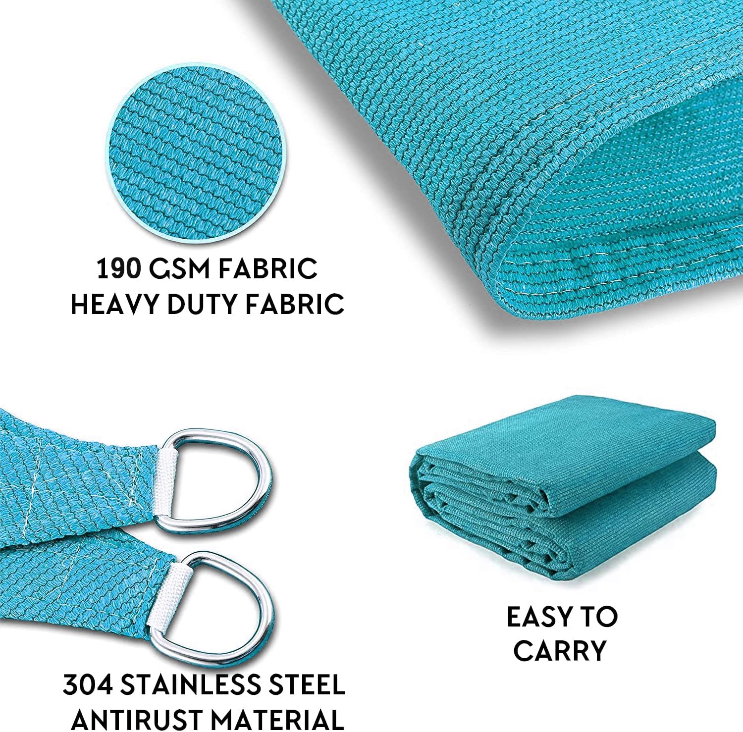 32' x 32' x 32' Turquoise Sun Shade Sail Canopy Awning for Patio Backyard Lawn Garden Outdoor Activities Grade UV Block Mesh Netting, We Can Make Custom Sizes