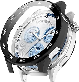 Rongep Huawei Watch GT5 46mm için 2’si 1 Arada Sert Polikarbonat Kasa ve Ekran Koruyuculu Kılıf Dokunma ve Netliği Etkilemeyen Çizilme ve Darbe Önleyici GT5 Ekran Koruyucu Kılıfı (Siyah)