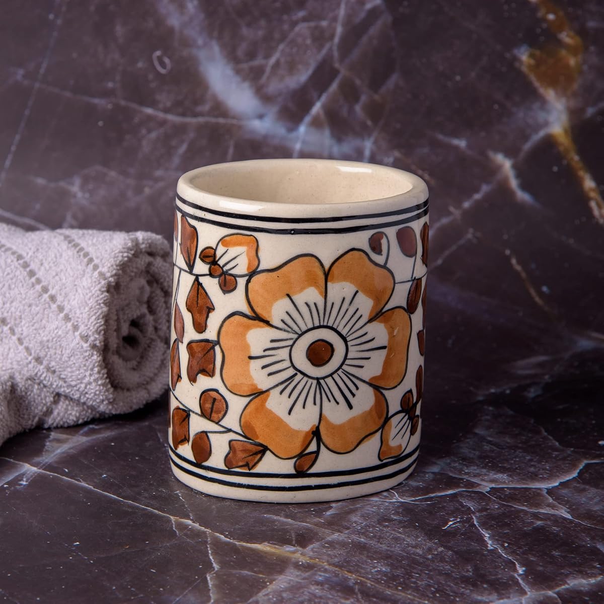 India Meets India Brown Brush Holder Multi Purpose Tumbler Stationery Stand